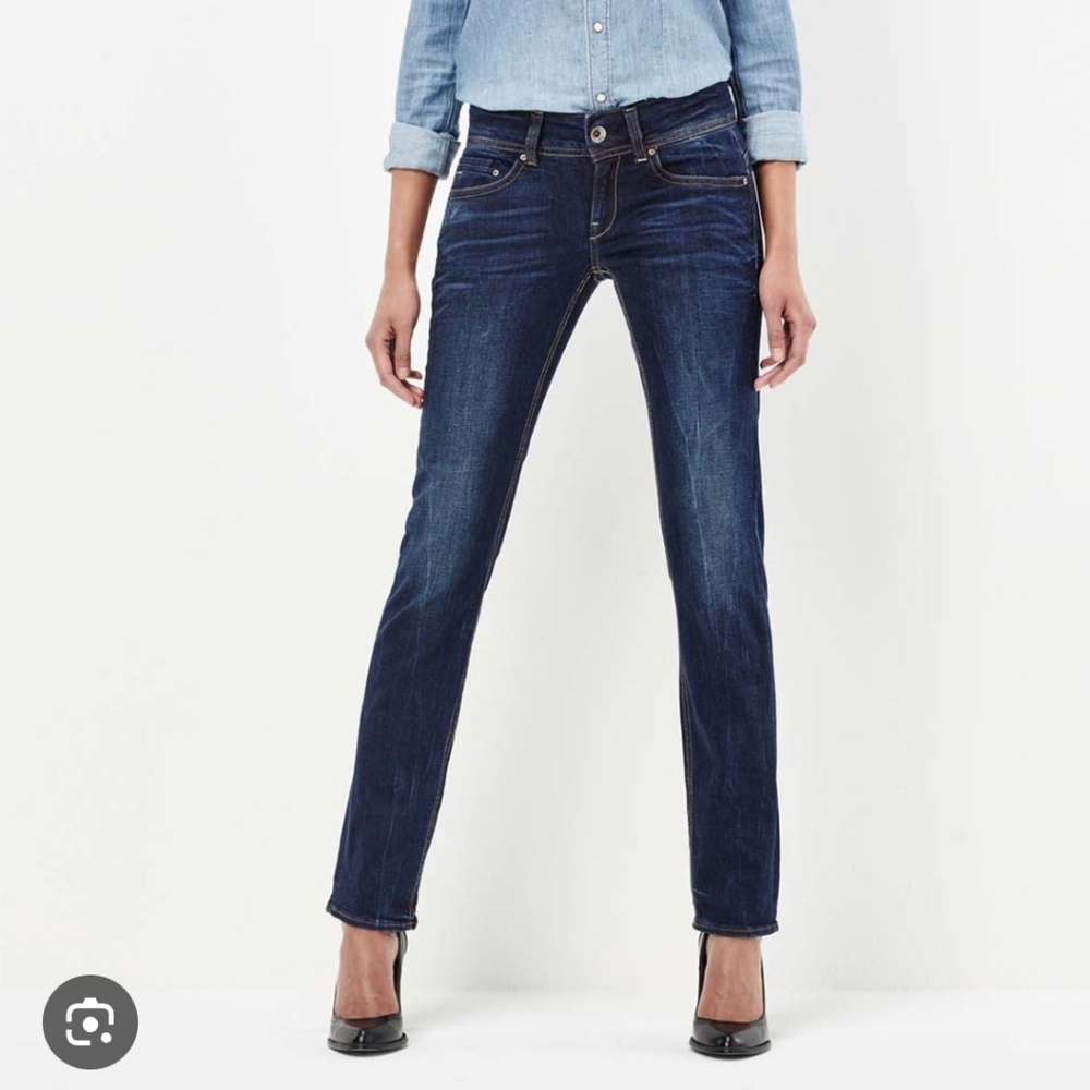 G Star Raw Midge Saddle Jeans Straight Leg Mid Rise Womens Size 33W x 32L Rodeo